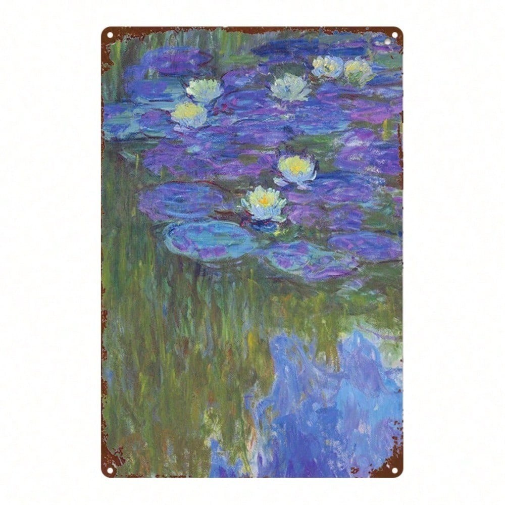 CIFbuy 1pc Lírios Lago Sinal De Metal 8x12 Polegada Vintage Paisagem Arte Da Parede Decoração Quadrado Ferro Lona Pendur