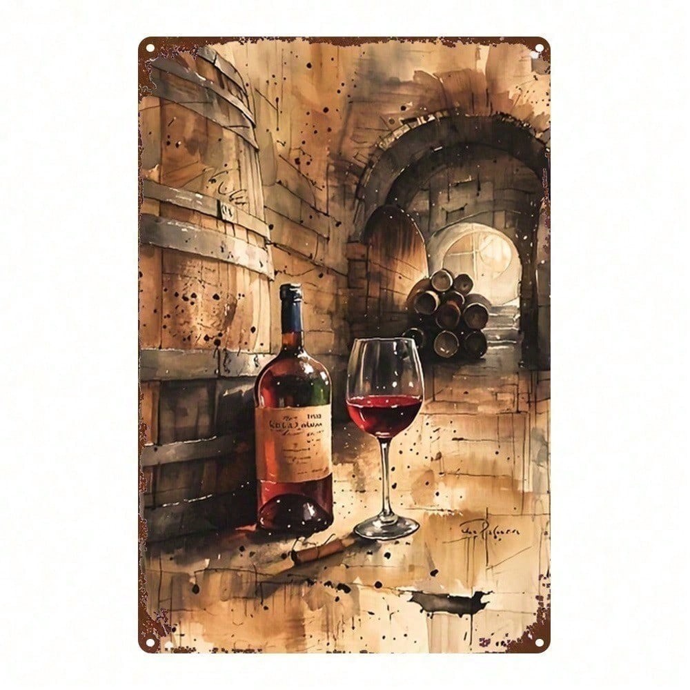 CIFbuy 1pc Rústico Adega Estanho Sinal Vintage Fazenda Placa De Metal Barril Vinho Decoração Da Parede Arte Para Casa Ba