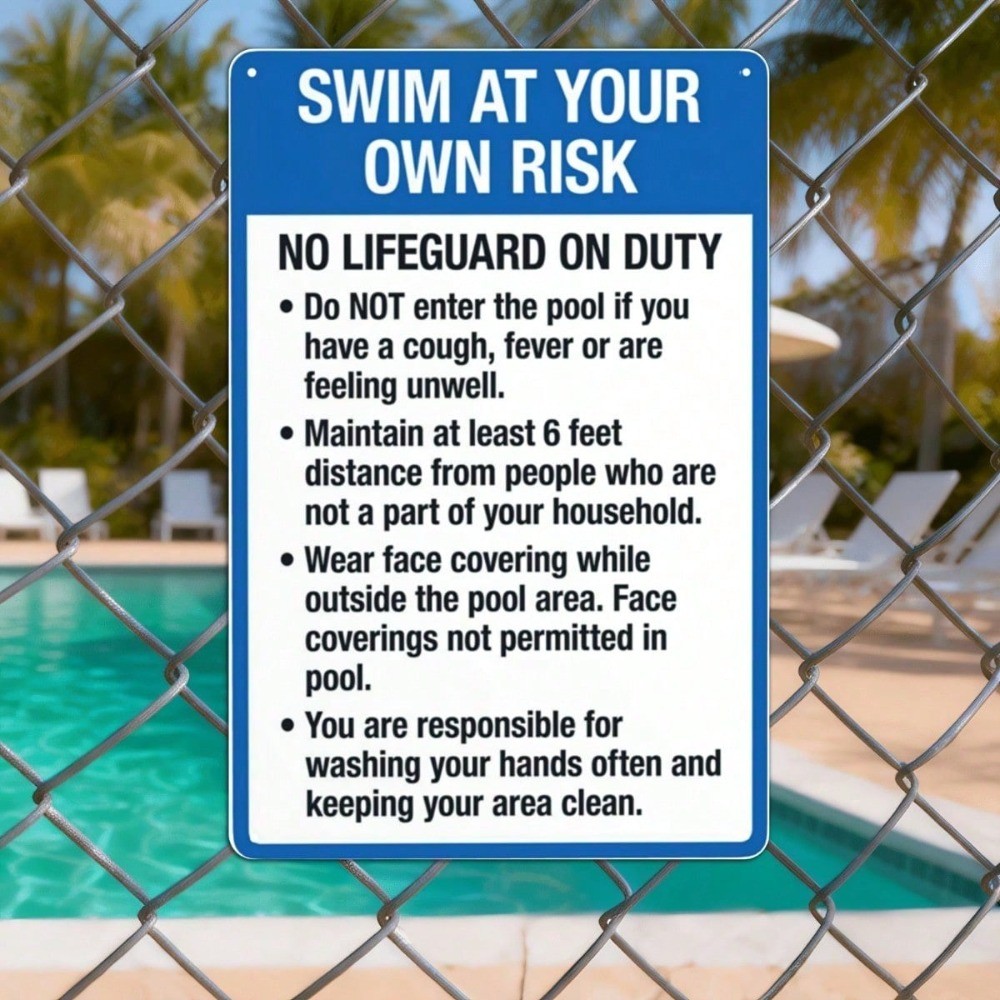 CIFbuy 1pc Nadar Ao Seu Próprio Sinal De Piscina De Risco Vintage Aviso De Metal Retro Engraçado Regras Decoração 8x12in