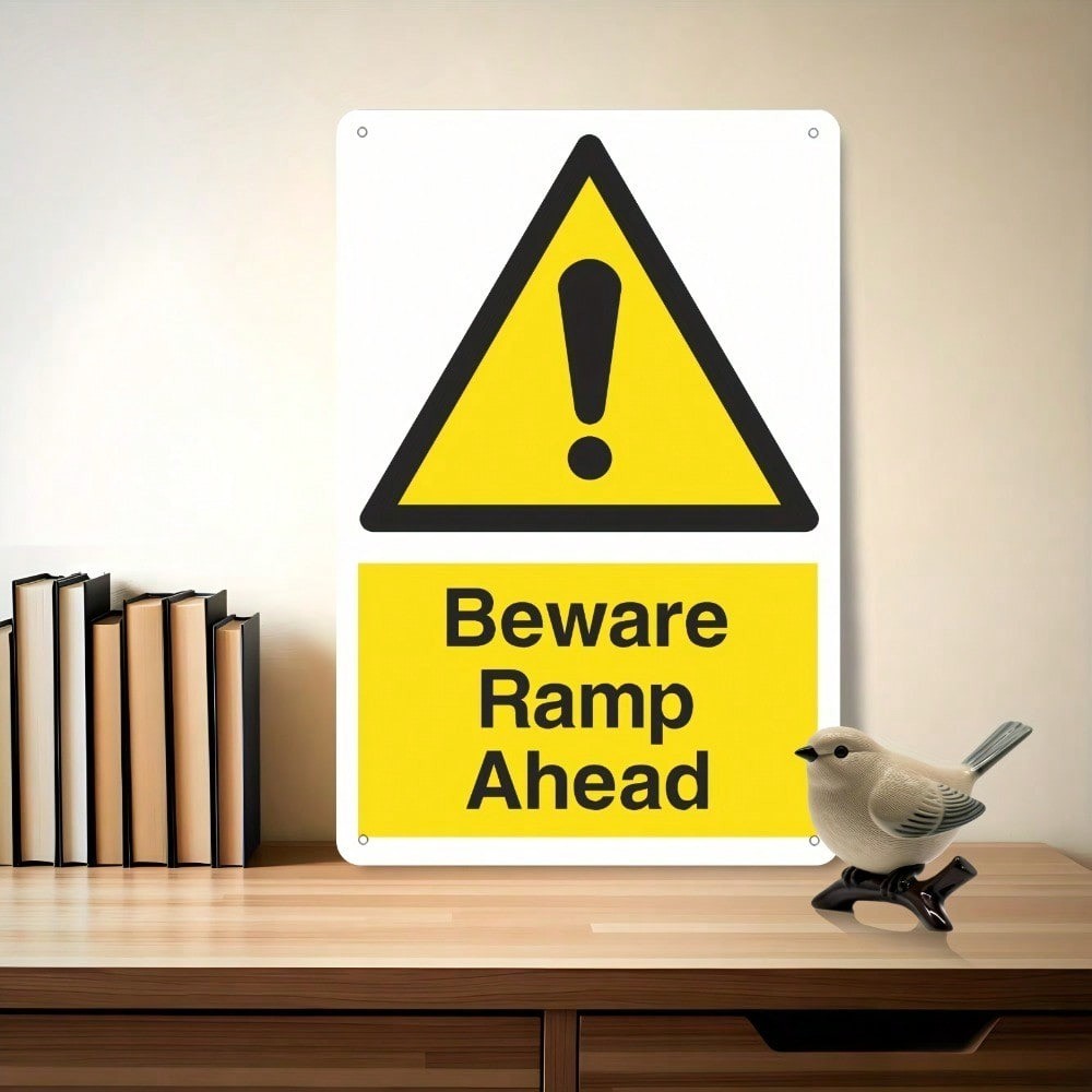 CIFbuy 1pc Rampa Ahead Tin Sign 8x12 Polegada Sinal De Aviso De Segurança De Metal