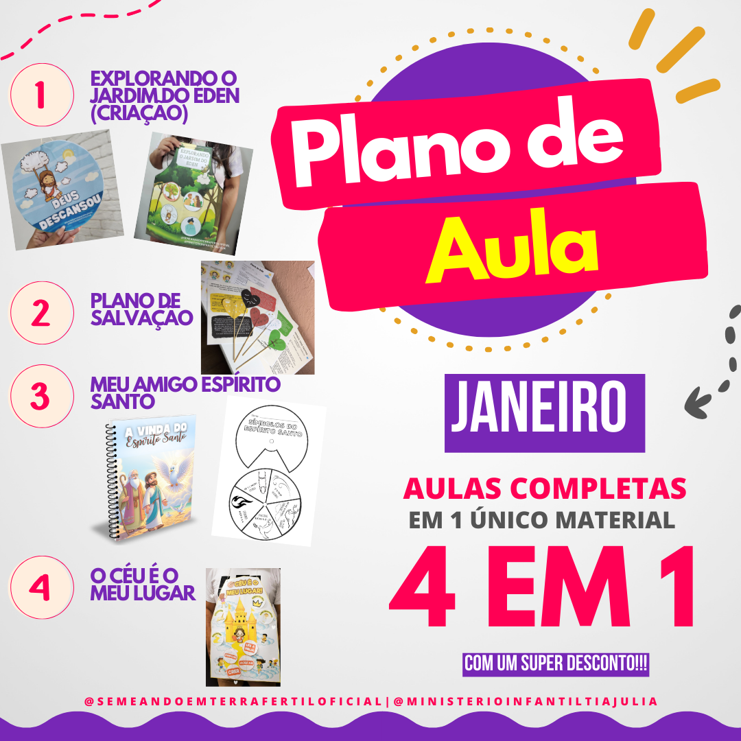 PLANO DE AULA PARA O MINISTÉRIO INFANTIL ???? JANEIRO