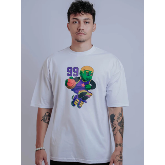Camiseta Masculina Com Estampa ET Basquete Tecido Premium 100% Algodão