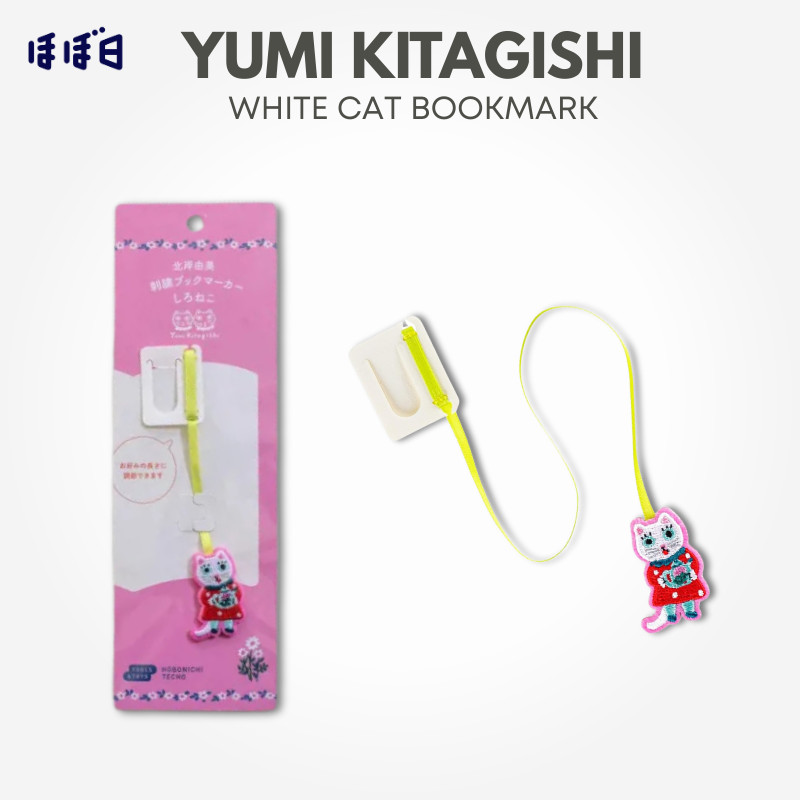 HOBONICHI Techo Embroidered Bookmark by Kitagishi Yumi - White Cat