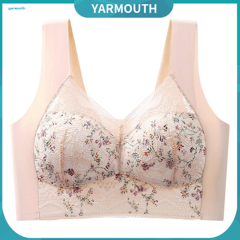 Women Wire-free Bra Comfortable Women’s Padded Push-up Support Moisture-wicking Comfort Embroidered Lace Flower Design