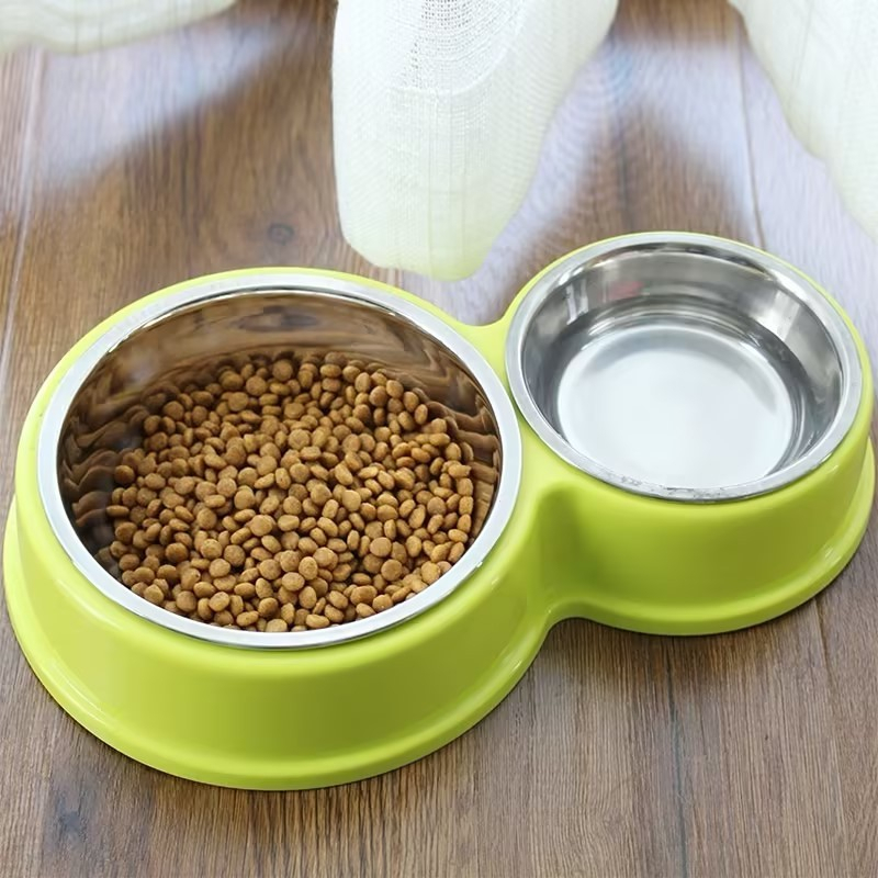 Aço inoxidável dupla finalidade Pet alimentação e beber tigela, gato e cão Food Supplies