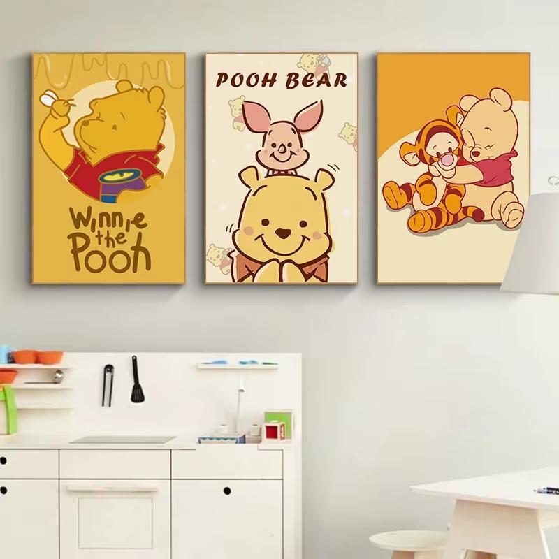 Quadro decorativo Pooh Bear e amigos estilo infantil alegre (1 peça)