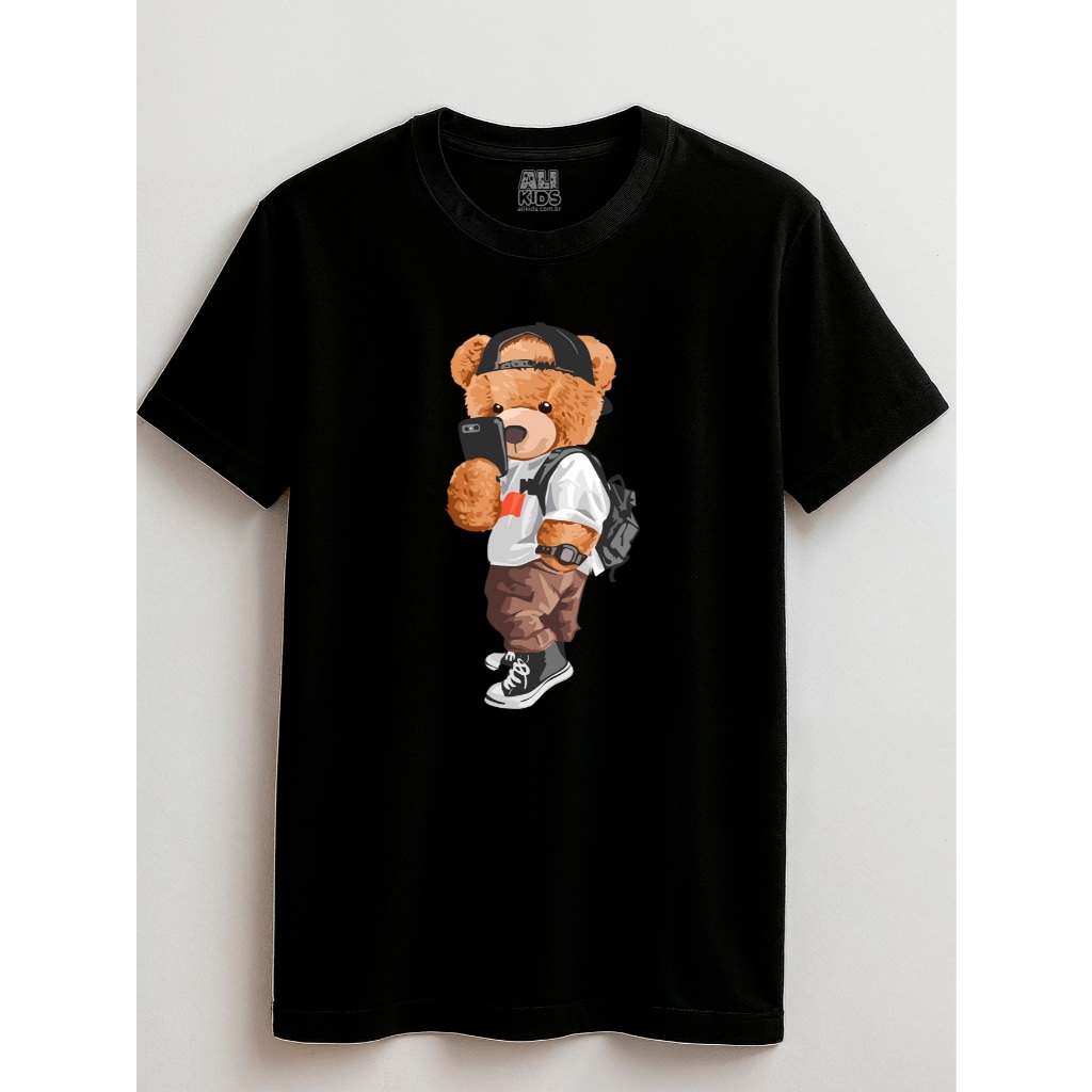 Camisa Unissex Influencer Juvenil e Infantil 2 ao 16 anos Bear 100 Algodao