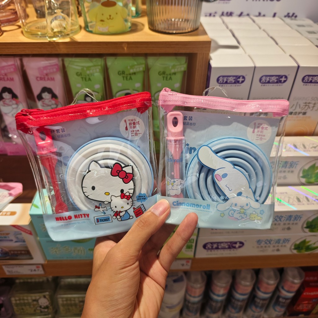 Conjunto de lavagem de copo dobrável familiar MINISO Sanrio HelloKitty Canela Dog Produto famoso
