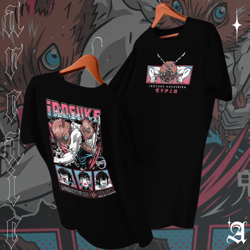 Camiseta Basica Algodao Inosuke Hashibira Breathing Of The Beast Demon Slayer Boar's Head Tee Unissex