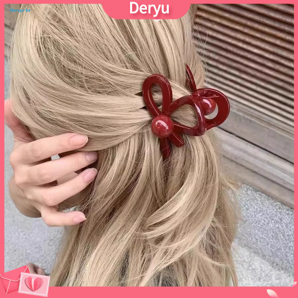 Hair Claw for Small Face Bow Clip for Women 3d Hollow Design Glossy Finish Strong Grip Accessory for Back Head Styling D