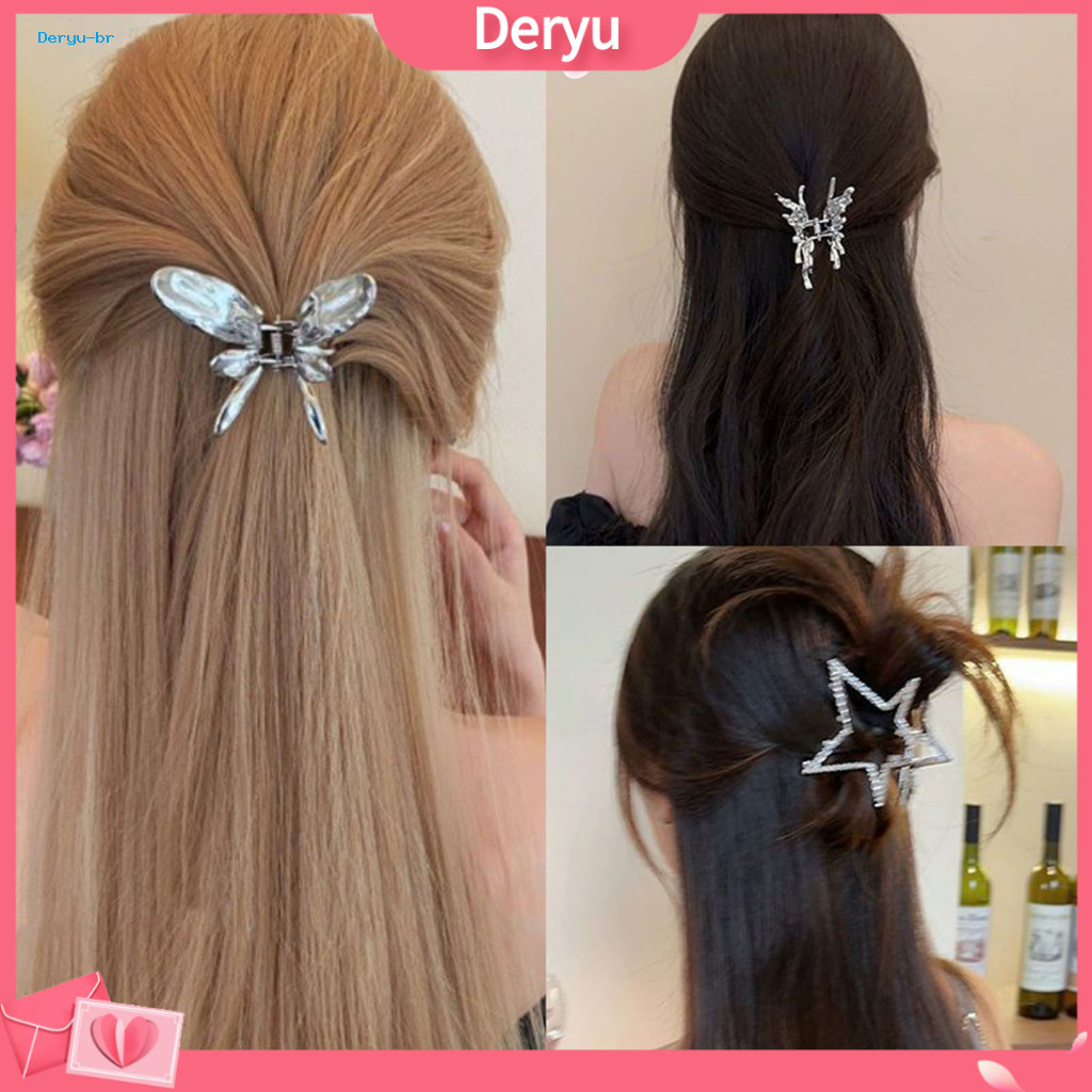 Half-tied Hairpin Butterflies Shape Hair Accessory Silver Butterfly Claw Clip Small Metal Compact Back Head Styling Tool