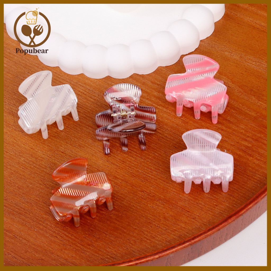 Hair Claw Clip Smooth Edge for Women Small Size Striped Print Back Head Stylish and Versatile Accessory for Long Short
