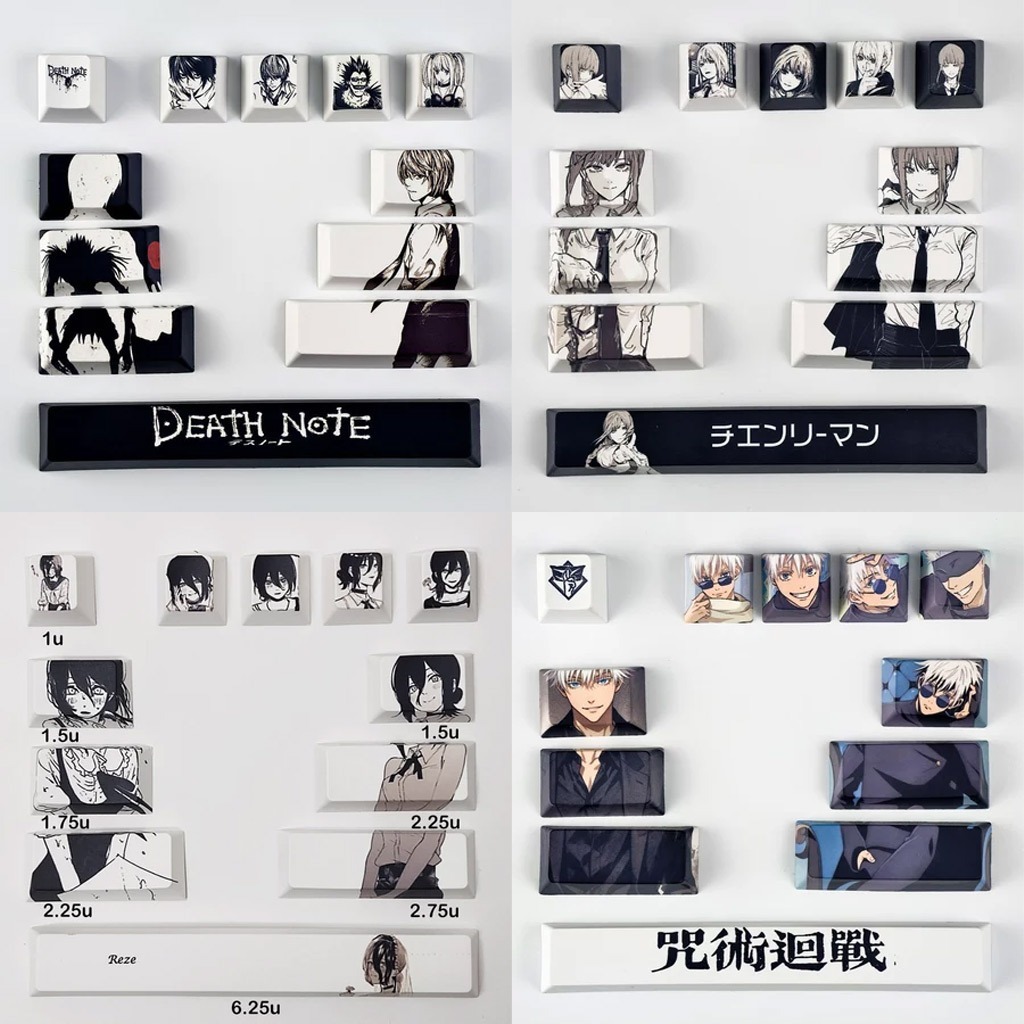 Death Note Keycaps Cherry Profile 12pcs PBT Dye Sublimation Mecânico Aula Madlion Wooting Anime DIY Criativo Legal Yagam