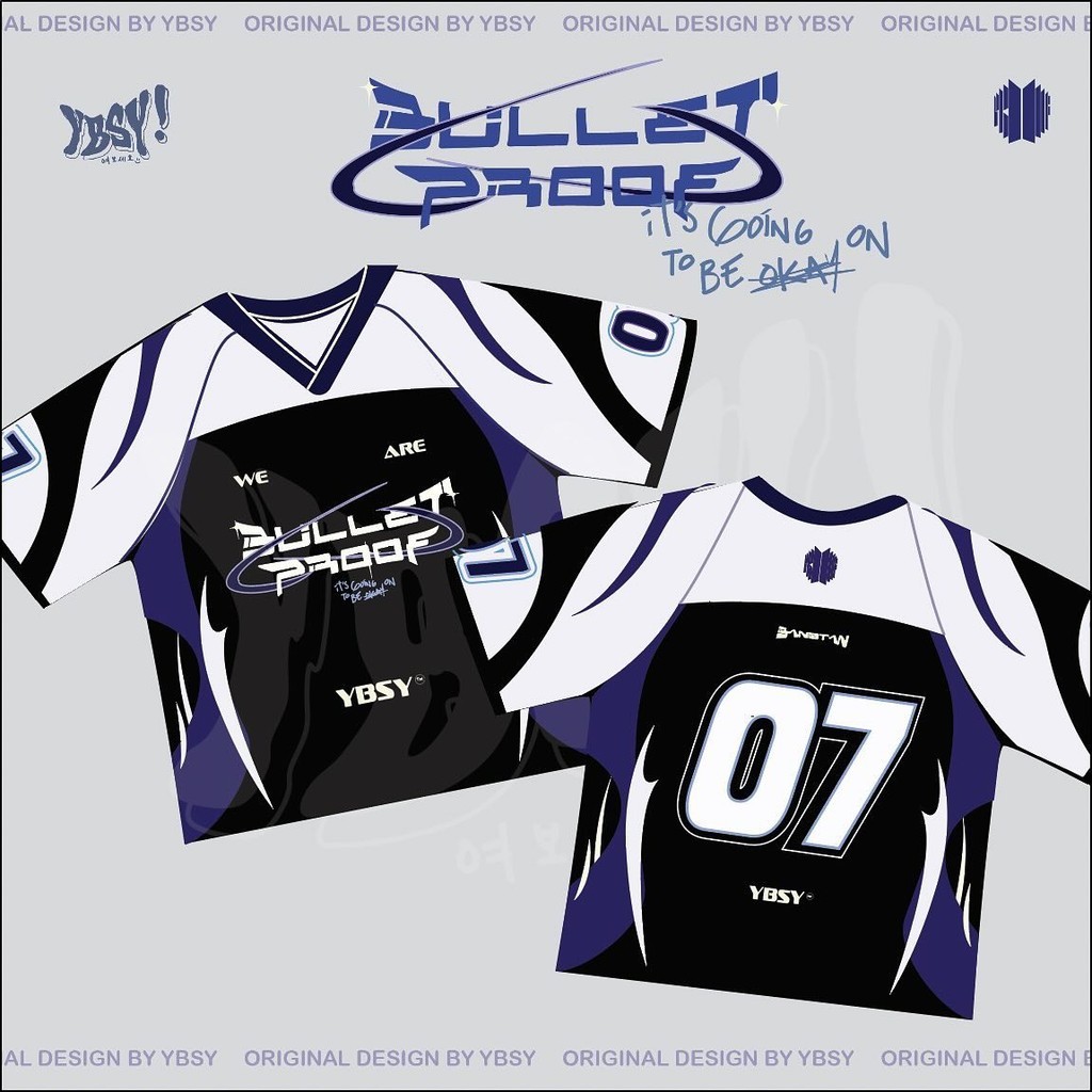YBSY-The Bulletproof Jersey (Preto) Novo Design Full Sublimation Print Top De Manga Curta