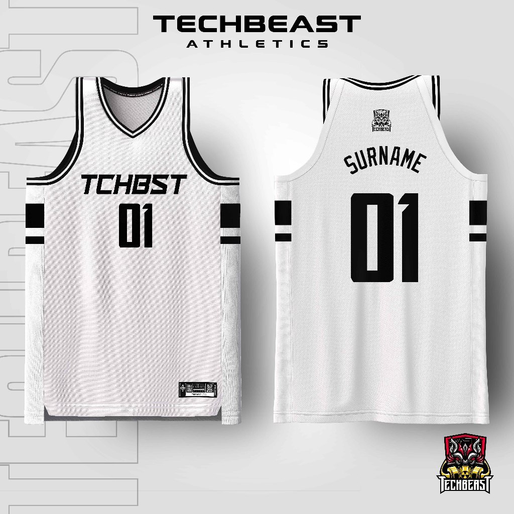 Camisa De Basquete Elite White Full Sublimation Techbeast (Nome Personalizado + Número)‌‌