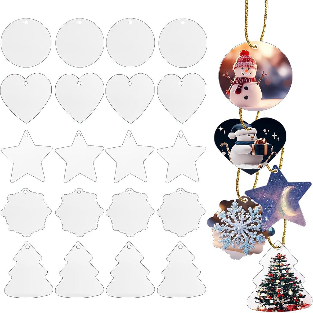 30Pcs Metal Sublimation Ornament Blanks,Christmas Ornaments Sublimation Blanks for Christmas Tree,Double Sided Blanks Ch