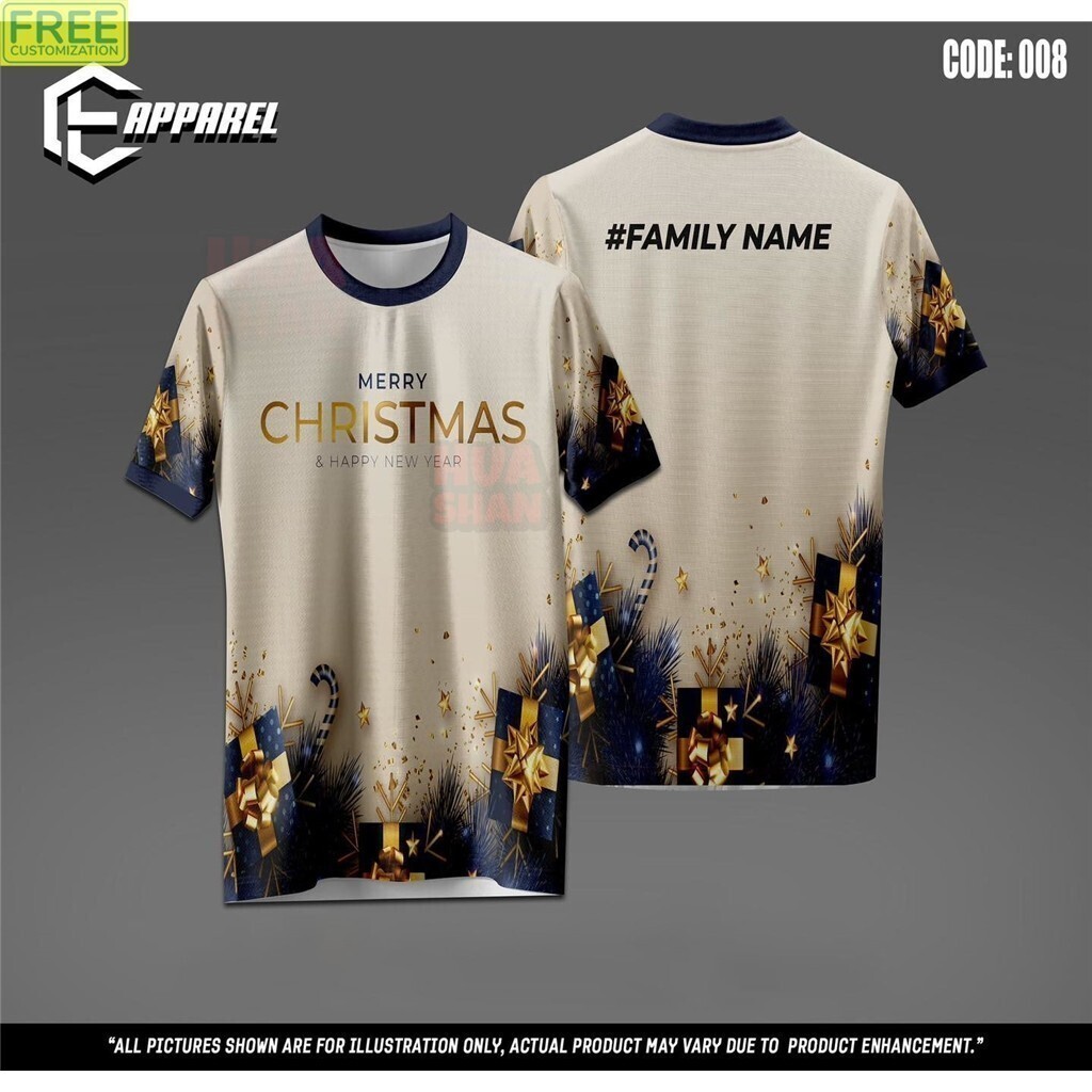 2026 Camisa De Natal Santa Xmas Full Sublimation Microfibra Retro Collar Family Set Pronto Camisetas De Festa