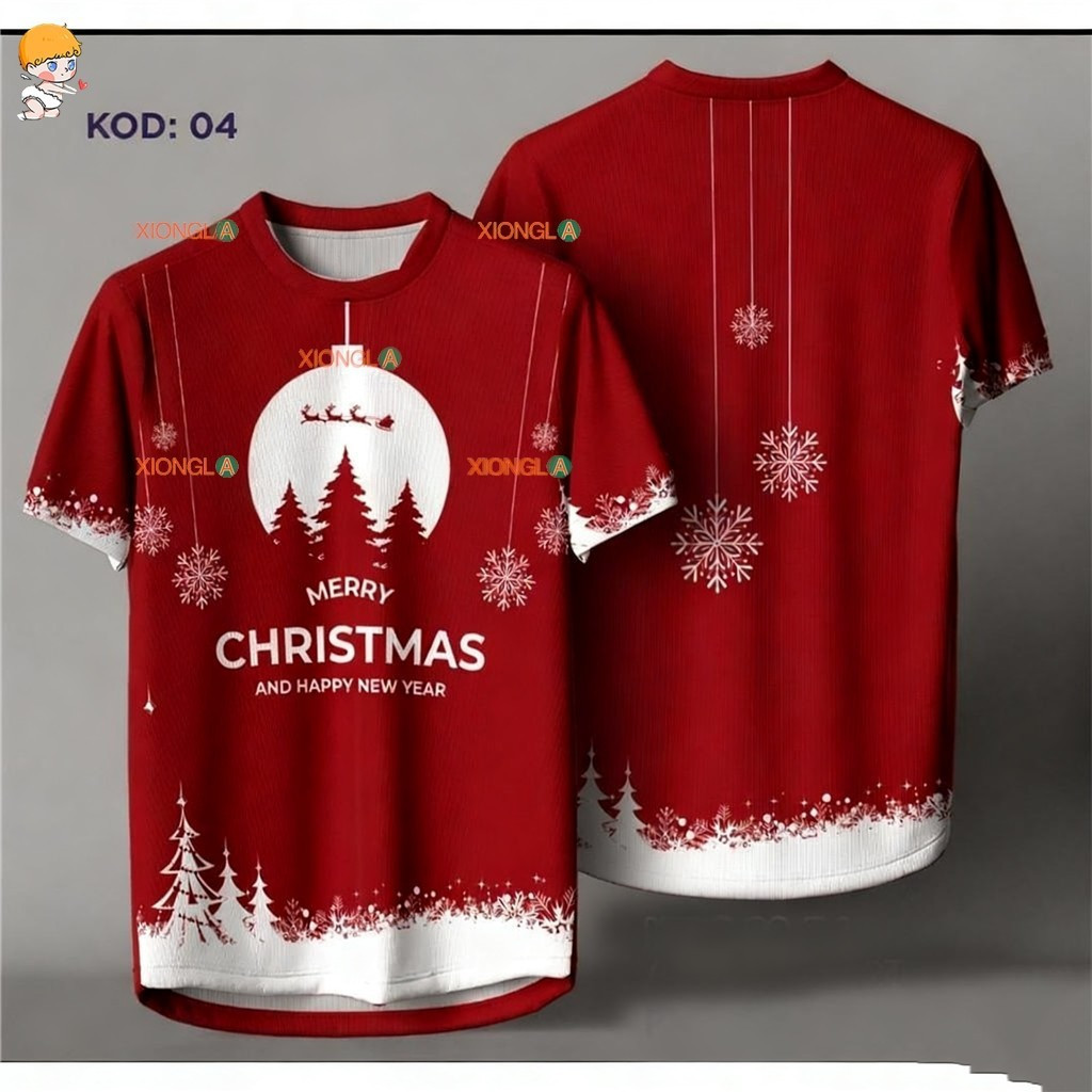 2026 Feliz Natal Papai Noel Camiseta Camisa De Santa Jersey Family Tee Viral Full Sublimation Microfibra ! ‌