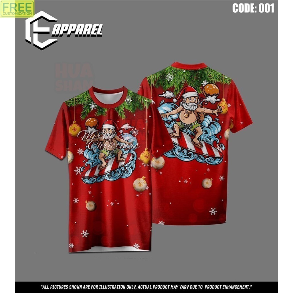 2026 Camisa De Natal Santa Xmas Full Sublimation Microfibra Retro Collar Family Set Pronto Camisetas De Festa