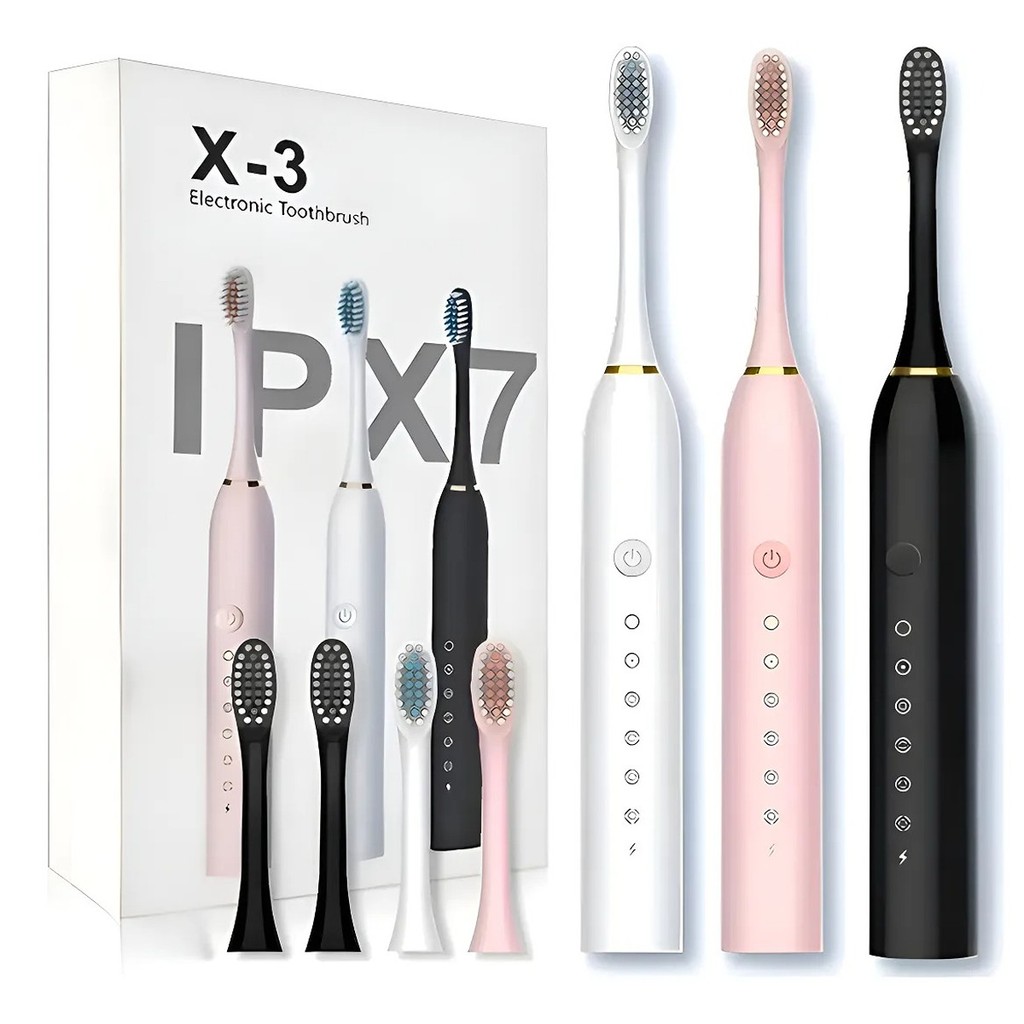 Kit 2 Escovas De Dentes 4 head Elétrica Recarregável Sônica