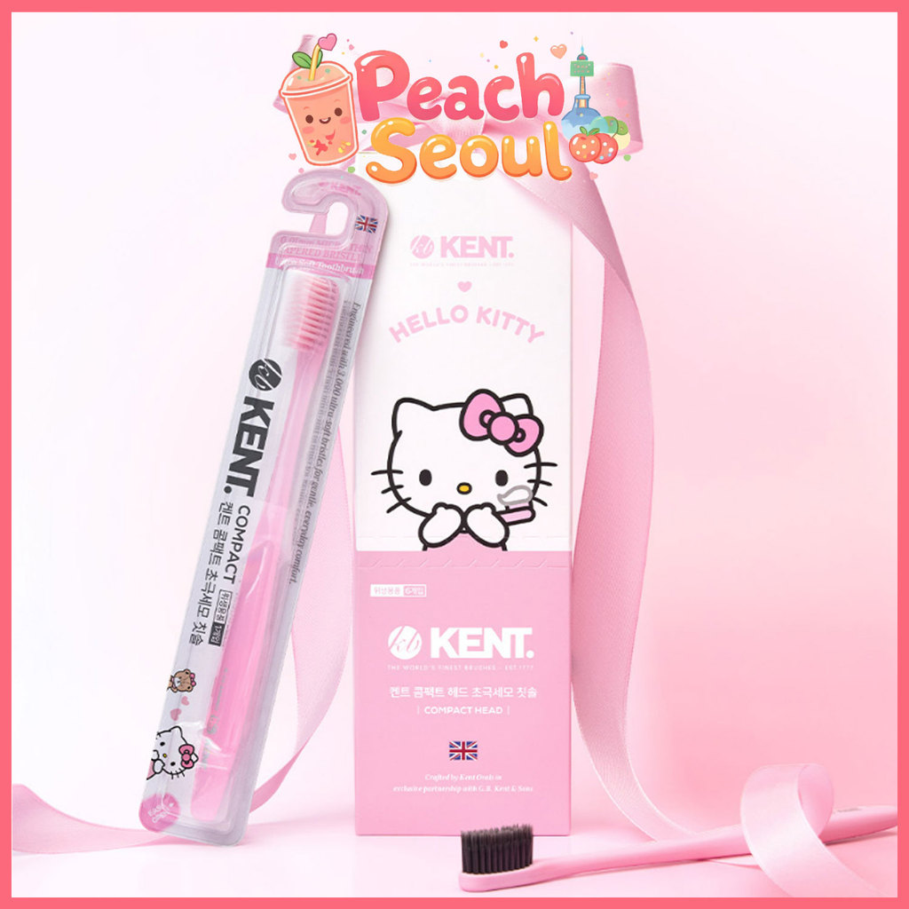 [Kent x Hello Kitty] Compact Head Ultra-fine Bristle Toothbrush 6P (Compact 3P + Tan Compact 3P)_From Korea