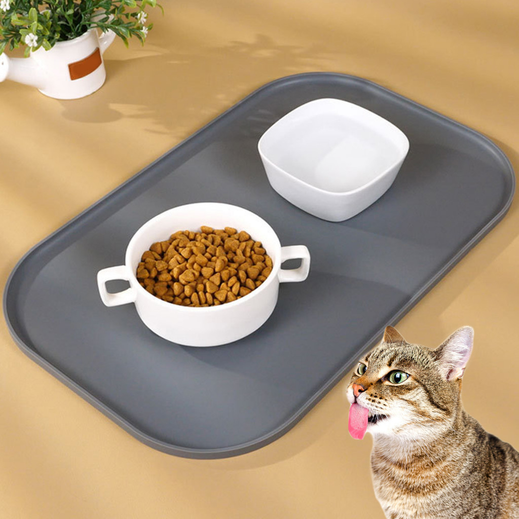 Leak-proof Dog Placemat Silicone Pet Waterproof Feeding Mat with Raised Edges – Anti-slip Spill-proof to Keep Floors C