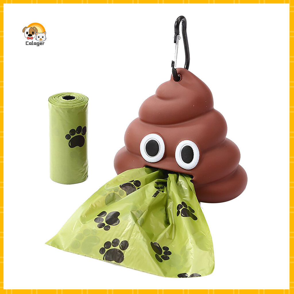 Dog Poop Bag Carrier Dispenser with Carabiner – One-handed Easy Draw Leak-proof Bags Holder for Pet Cleanup and Durabl