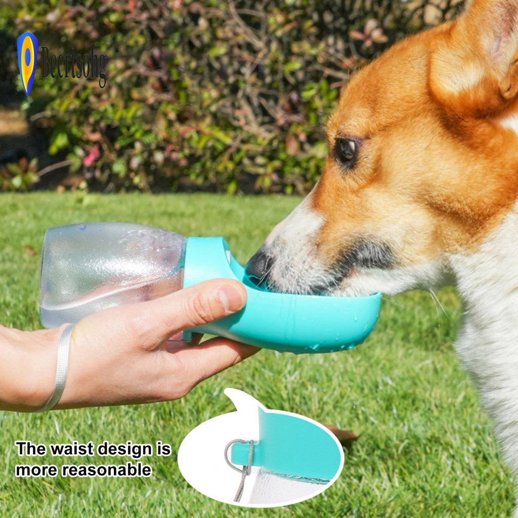 Spill-proof Pet Water Cup Plastic Bottle 300ml Portable Leak-proof Dog with Bowl – Outdoor Travel Hiking Walking Dispe