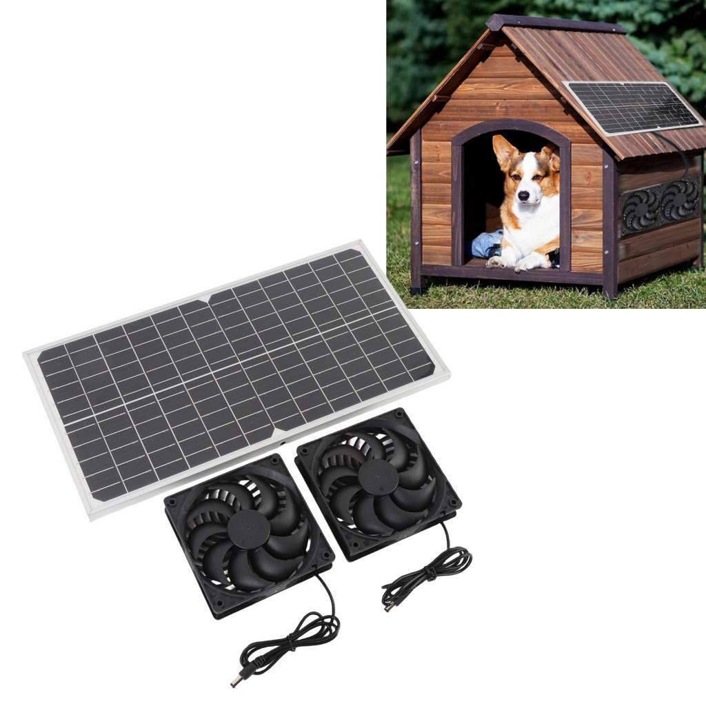 Solar Intake Fan  Exhaust Double IPX7 Rain Proof for Dog House