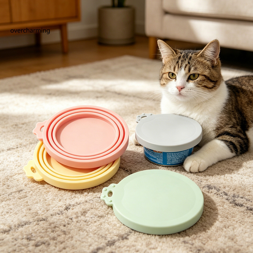 Airtight Pet Food Lid Silicone for Dogs Cats – 3 Sizes Dustproof Moisture Proof Odorless Reusable Seal for Freshness a