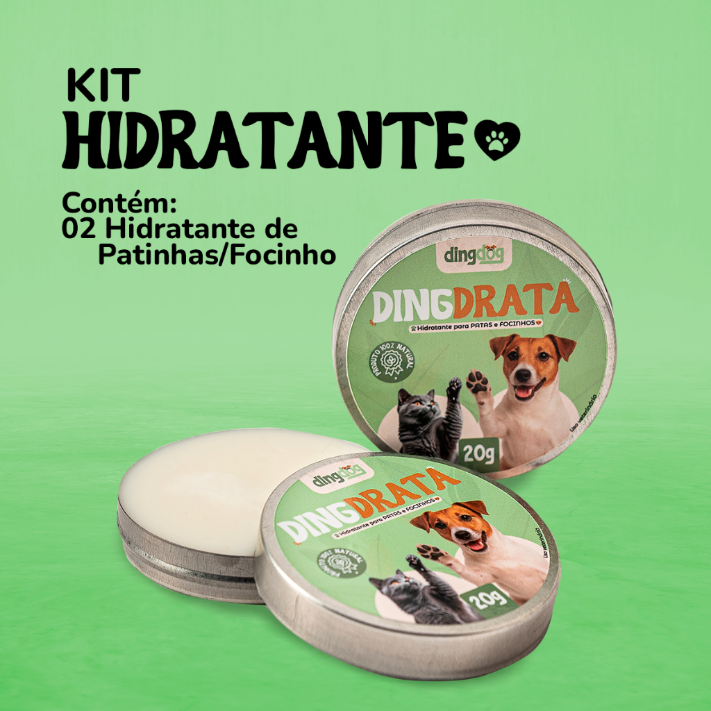 Kit 2 Hidratantes de Focinho/Patinha/Calos Natural Ding Dog