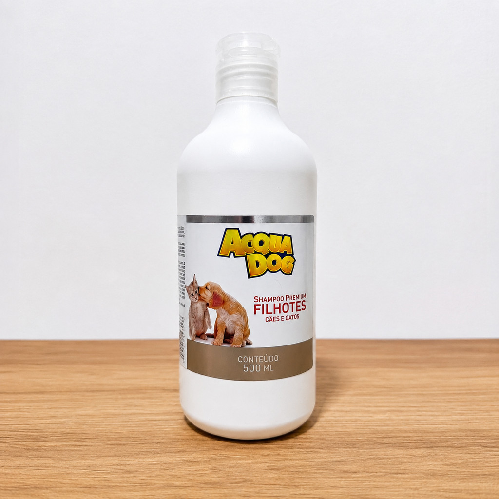 Shampoo Filhotes Aqua Dog 500ml Cães e Gatos Higiene Suave Pele Sensível Banho Pet