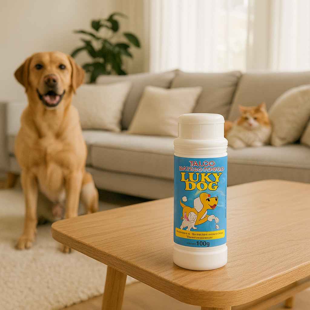 Talco Luky Dog 100g Higiene A Seco Para Cães E Gatos