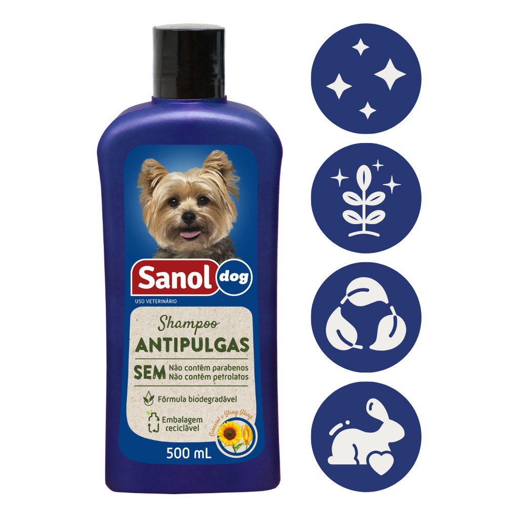 Shampoo Antipulgas Sanol Dog 500ml Contra Pulga Carrapato