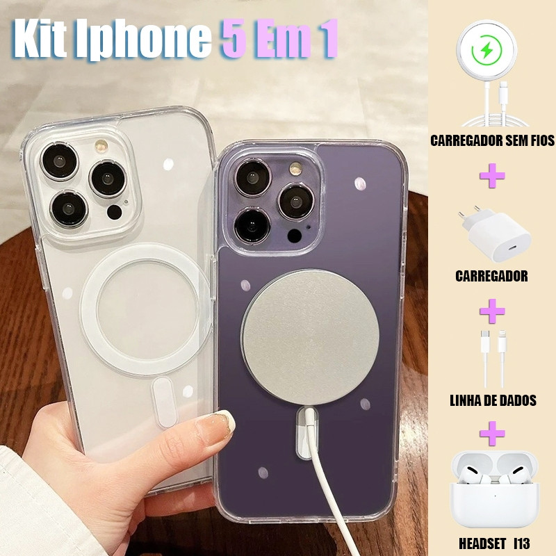 2026 Novo Kit Para iPhone 5 Em 1 MagSafe Cinco Peças/Capa De Telefone/Cabo De Dados/AirPods 13/11/12 Pro/13/14/15/16