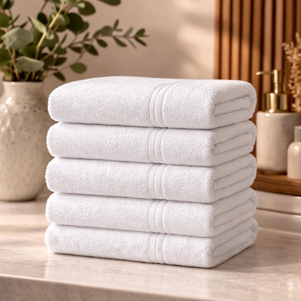 Kit Econômico 5 Toalhas Blank 100% Algodão Fio Cardado Costura Dupla