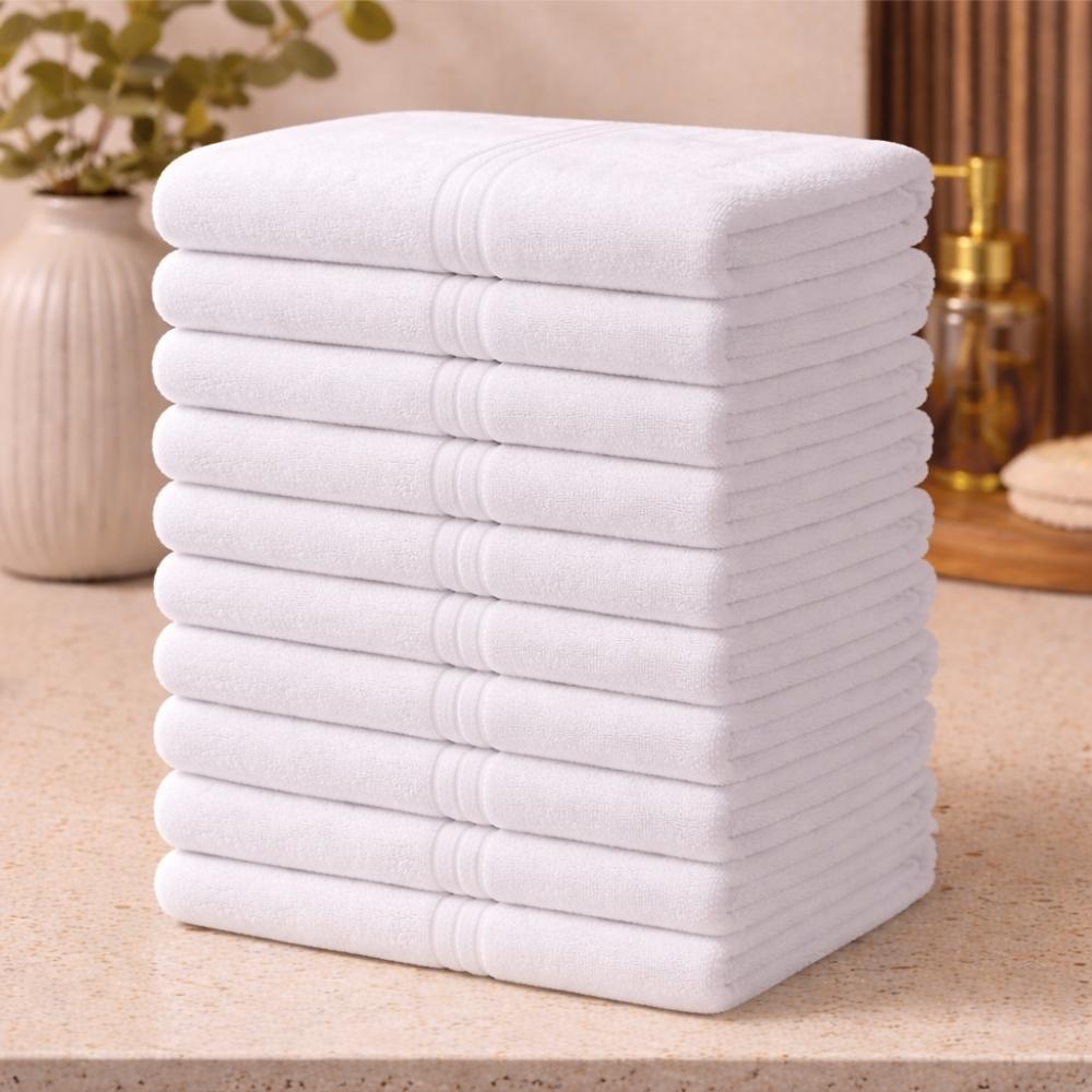 Kit Profissional 10 Toalhas Blank Brancas Fio Cardado Costura Dupla Premium