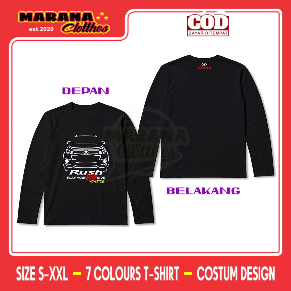 Toyota All New Rush Play Your Wide Adventure DB Car Camiseta Manga Longa Camisa Automotiva