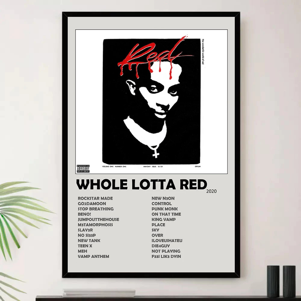 Quadro Placa Decorativa Música Internacional Playboi Carti Rap Hip Hop Álbuns com Moldura