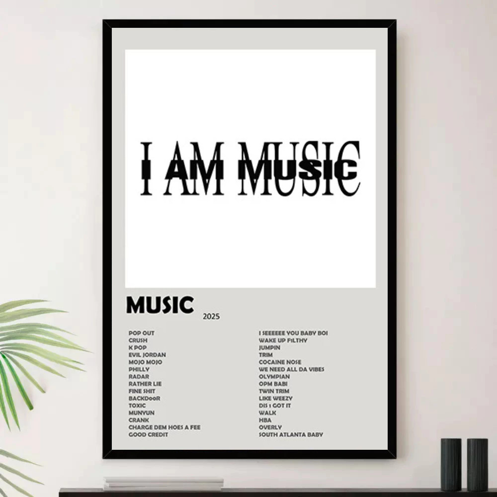 Quadro Placa Decorativa Música Internacional Playboi Carti Rap Hip Hop Álbuns com Moldura
