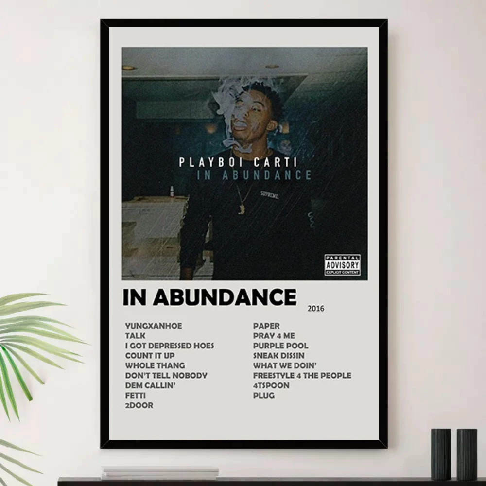 Quadro Placa Decorativa Música Internacional Playboi Carti Rap Hip Hop Álbuns com Moldura
