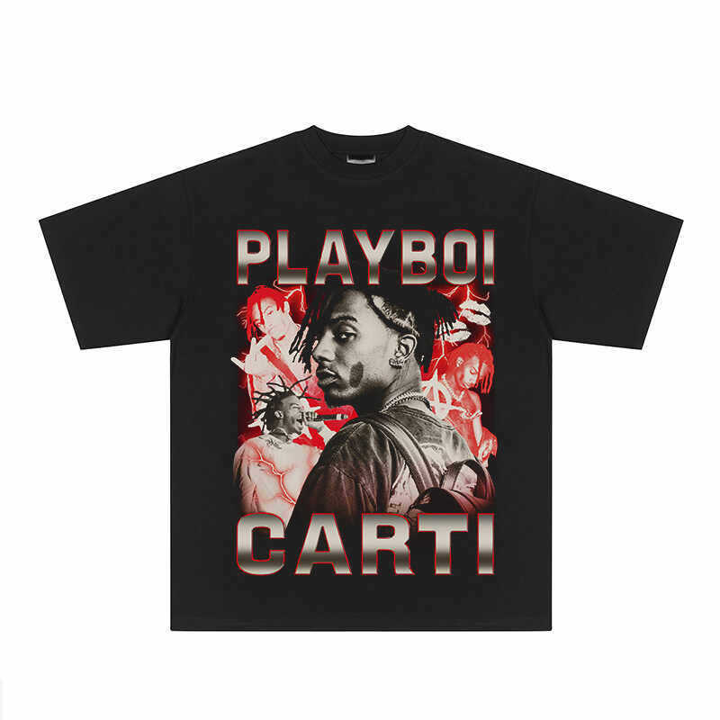 Playboi Carti Camiseta Vintage Hip Hop Americana Retrô Larga Unissex Estilosa Confortável Divertida Moda Casual