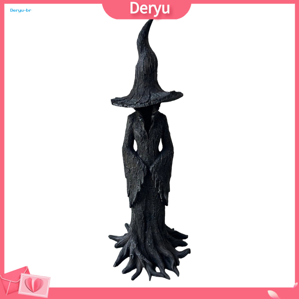 Decor for Space Witch Figurine for Halloween Decoration Statue Resin Tree Vintage Dark Fantasy Ornament for Tabletop Boo
