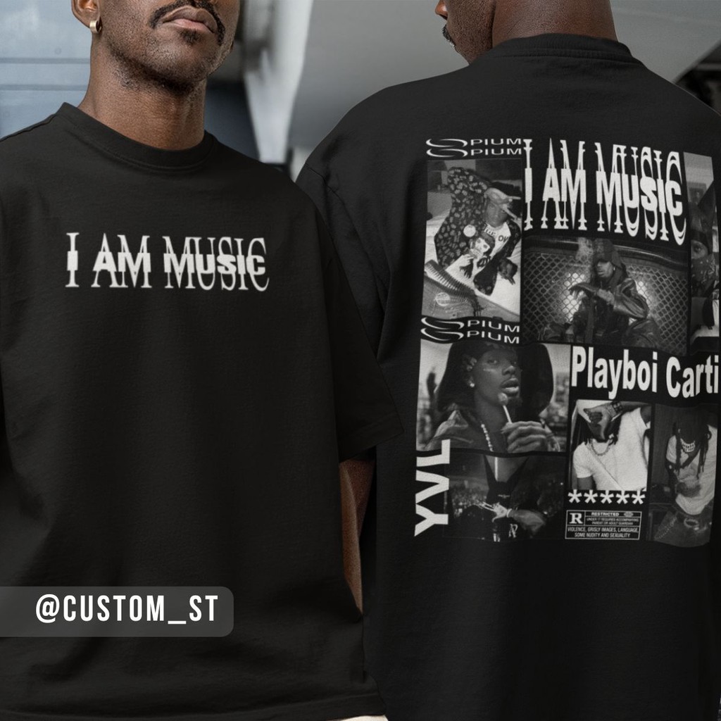 Camiseta Playboi Carti I Am Music Album Rapper Trap All Red Streetwear Hip Hop Style