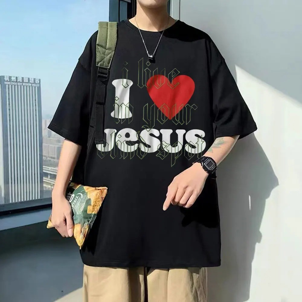 Camiseta Eu Amo Jesus Carti do logotipo tshirt hip Hop Moda Camisas Topos Homens Rapper