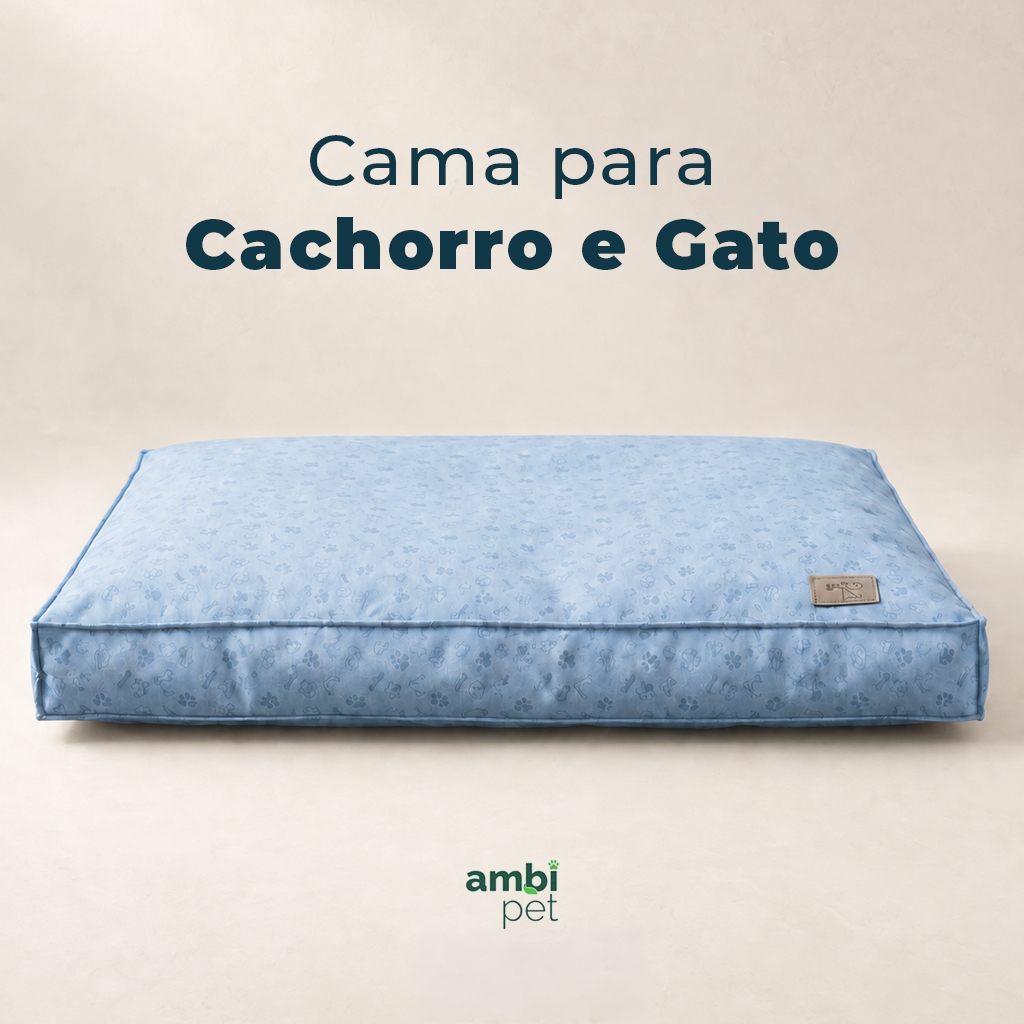 Cama para Cachorro e Gato Ambipet Sustentável Retangular Capa Removível Espuma Reciclada P M G