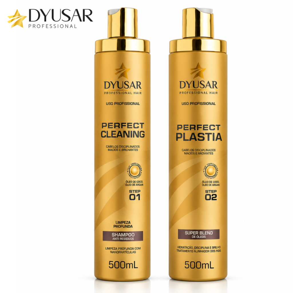 Kit Progressiva Sem Formol Dyusar 500ml Shampoo Perfect Cleaning e Super Blend Acid Alinhamento