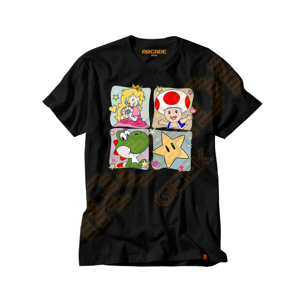 CAMISETA GAMER JOGO MARIO PEACH TOAD YOSHI SUPER