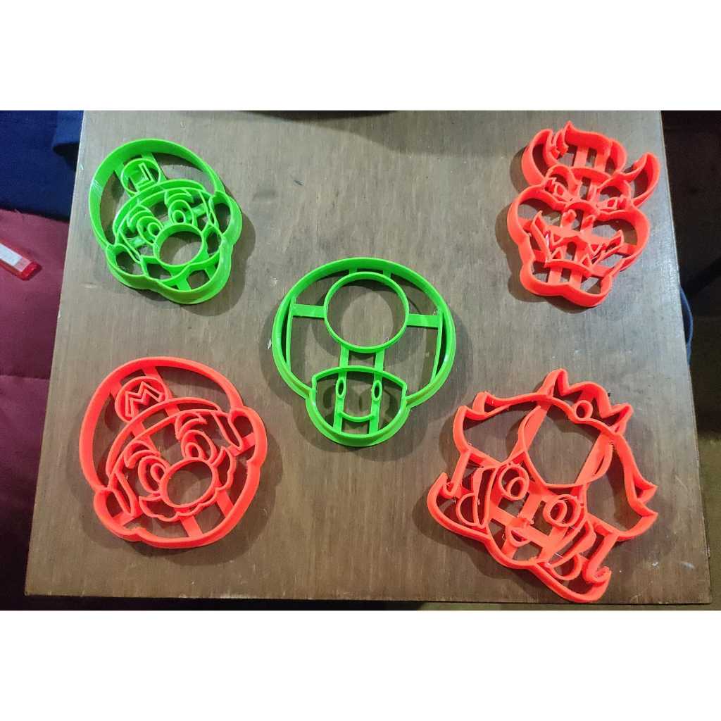 Kit 5 cortador Super Mario Luigi Bowser Peach e Toad Cortador de bolacha Cortador de Cookie Pasta