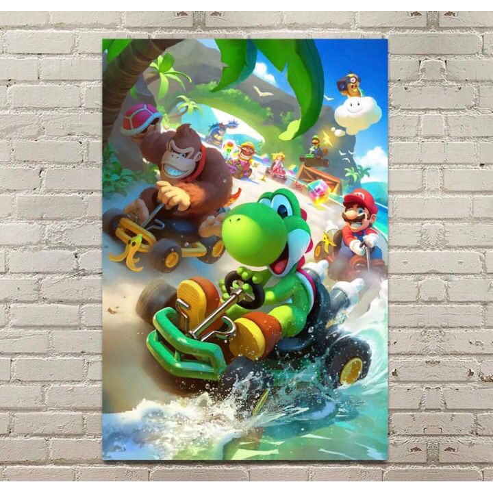 Placa Decorativa MARIO KART 03 mdf / LUIGI / PRINCESA / YOSHI / KOOPA / TOAD / SUPER / PLAQUINHA / QUADRO